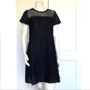 See By Chloe fringe black cotton T-shirt dress in black
